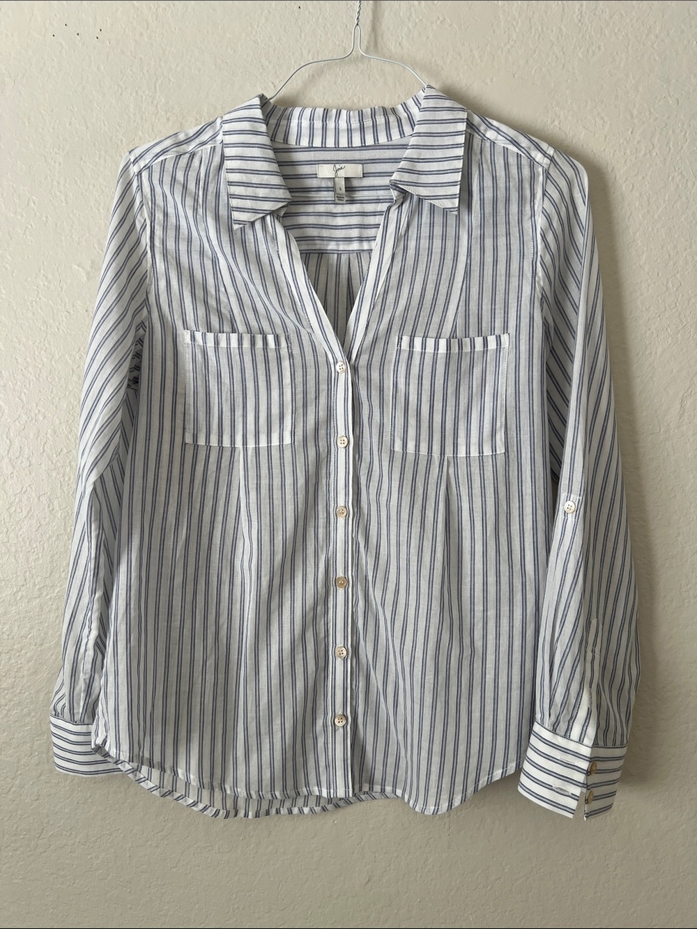Like New! JOIE 100% Cotton Striped Button-Down Long Sleeve Shirt - Blue/White S